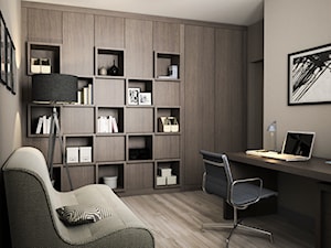 Projekt wnętrz mieszkania - Duże szare biuro, styl nowoczesny - zdjęcie od ARCHISSIMA