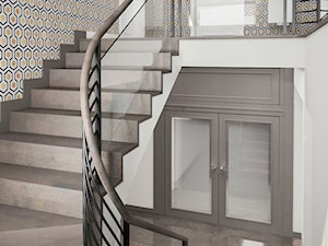 Projekt wnętrz domu - Schody zabiegowe z materiałów mieszanych, styl glamour - zdjęcie od ARCHISSIMA
