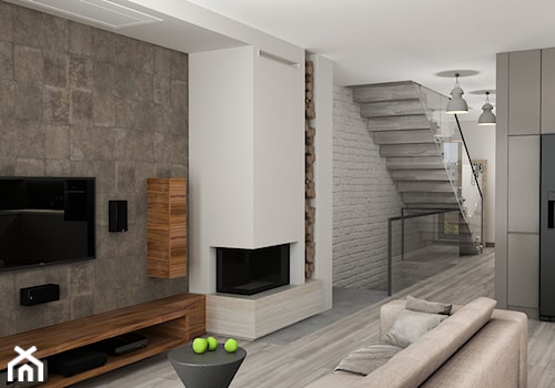 Projekt wnętrz mieszkania - Mały biały salon z kuchnią, styl nowoczesny - zdjęcie od ARCHISSIMA
