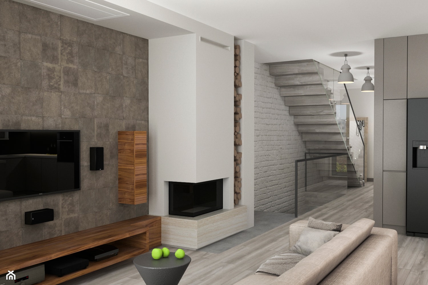 Projekt wnętrz mieszkania - Mały biały salon z kuchnią, styl nowoczesny - zdjęcie od ARCHISSIMA - Homebook