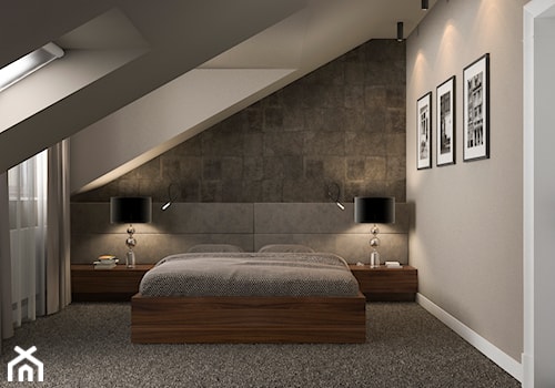 Projekt wnętrz mieszkania - Średnia szara sypialnia na poddaszu, styl nowoczesny - zdjęcie od ARCHISSIMA