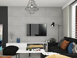 Mieszkanie 84m2 w Warszawie - Średni biały czarny salon, styl nowoczesny - zdjęcie od Anna M. Pawłowicz Architektura Wnętrz