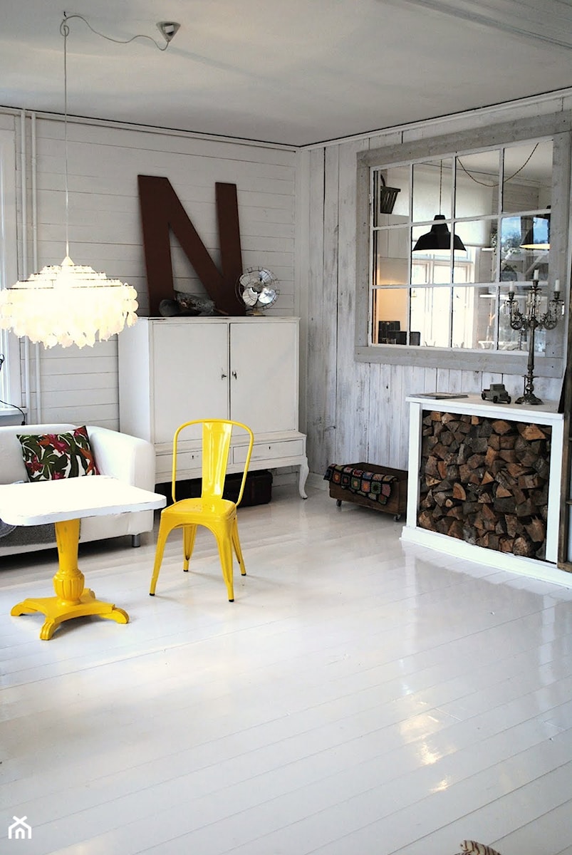 Mała biała jadalnia w salonie, styl nowoczesny - zdjęcie od Ploneres.pl