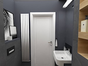 APARTAMENT MOKOTÓW - Mała bez okna z lustrem z punktowym oświetleniem łazienka, styl industrialny - zdjęcie od WNĘTRZNOŚCI Projektowanie wnętrz Aneta Stokowska