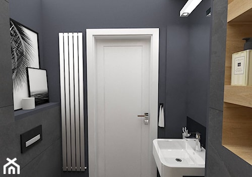 APARTAMENT MOKOTÓW - Mała bez okna z lustrem z punktowym oświetleniem łazienka, styl industrialny - zdjęcie od WNĘTRZNOŚCI Projektowanie wnętrz Aneta Stokowska