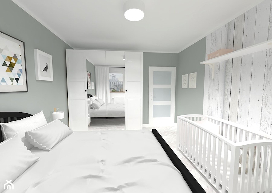 REFRESH SYPIALNI 14m² - Średnia szara sypialnia, styl skandynawski - zdjęcie od WNĘTRZNOŚCI Projektowanie wnętrz Aneta Stokowska
