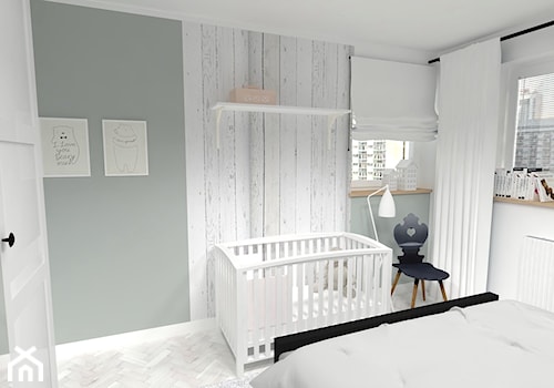 REFRESH SYPIALNI 14m² - Średnia biała zielona sypialnia, styl skandynawski - zdjęcie od WNĘTRZNOŚCI Projektowanie wnętrz Aneta Stokowska