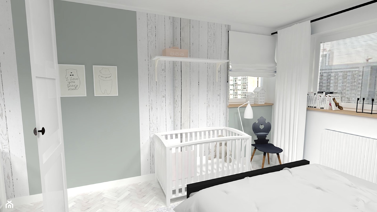 REFRESH SYPIALNI 14m² - Średnia biała zielona sypialnia, styl skandynawski - zdjęcie od WNĘTRZNOŚCI Projektowanie wnętrz Aneta Stokowska - Homebook