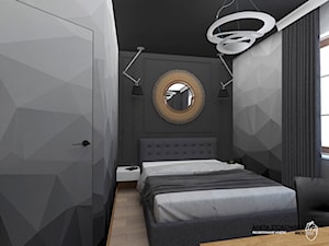 Apartament w Otwocku - Mała czarna szara z biurkiem sypialnia, styl nowoczesny - zdjęcie od WNĘTRZNOŚCI Projektowanie wnętrz Aneta Stokowska