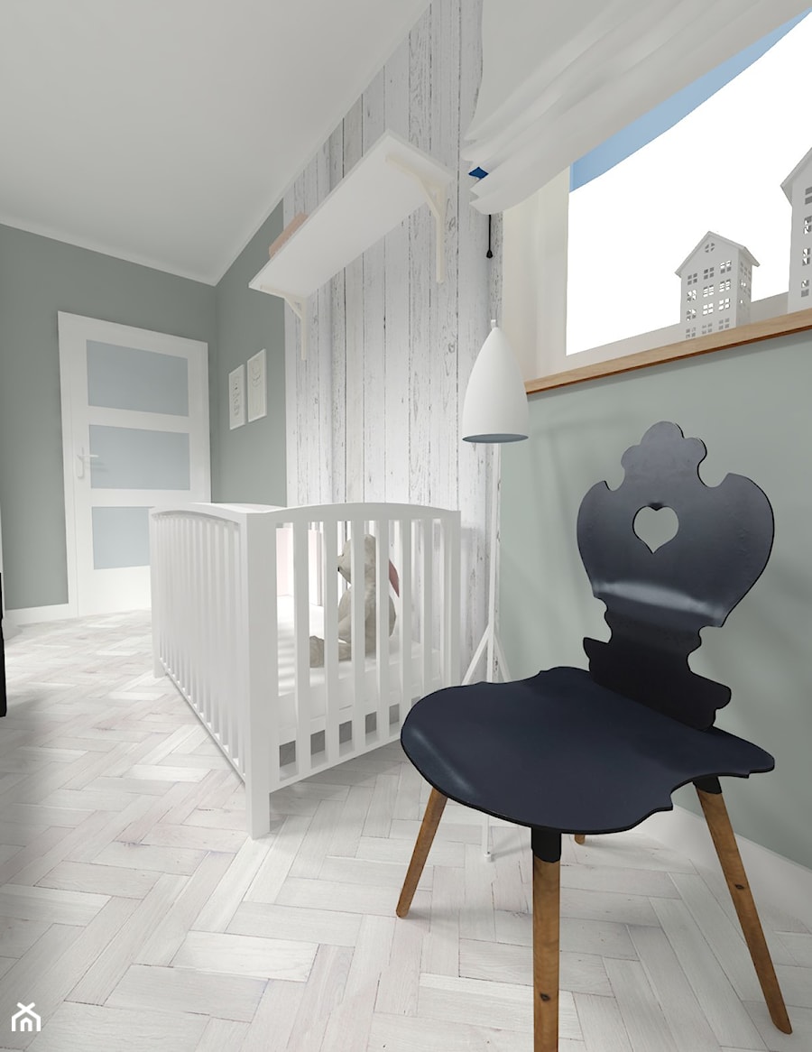 REFRESH SYPIALNI 14m² - Średni miętowy pokój dziecka dla niemowlaka dla chłopca dla dziewczynki, styl skandynawski - zdjęcie od WNĘTRZNOŚCI Projektowanie wnętrz Aneta Stokowska