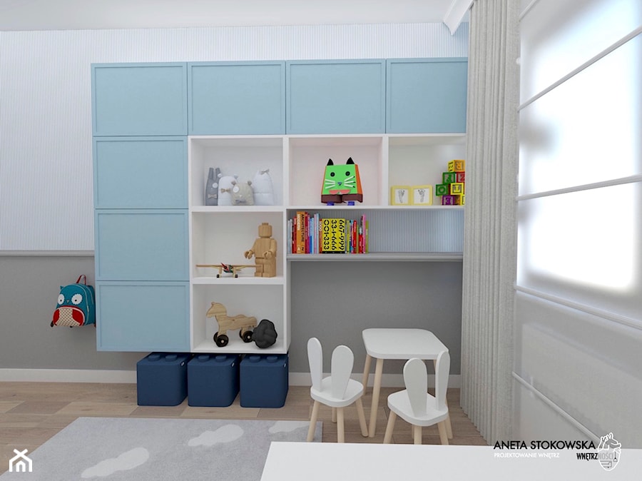 Apartament w Otwocku - Średni biały szary pokój dziecka dla dziecka dla chłopca, styl nowoczesny - zdjęcie od WNĘTRZNOŚCI Projektowanie wnętrz Aneta Stokowska
