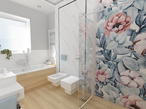 DOM GÓRA KALWARIA - Średnia z punktowym oświetleniem łazienka z oknem, styl glamour - zdjęcie od WNĘTRZNOŚCI Projektowanie wnętrz Aneta Stokowska