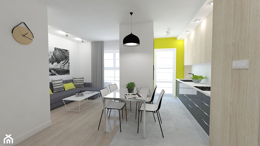 MIESZKANIE 49m2 - Średnia biała jadalnia w kuchni, styl nowoczesny - zdjęcie od WNĘTRZNOŚCI Projektowanie wnętrz Aneta Stokowska