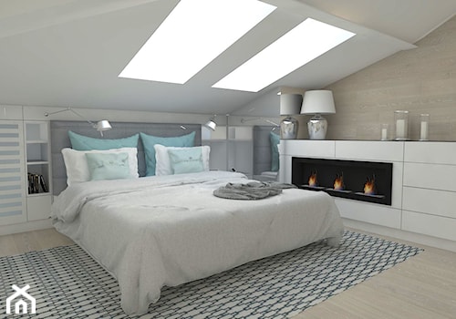 Sypialnia na poddaszu - Średnia biała sypialnia na poddaszu, styl nowoczesny - zdjęcie od WNĘTRZNOŚCI Projektowanie wnętrz Aneta Stokowska