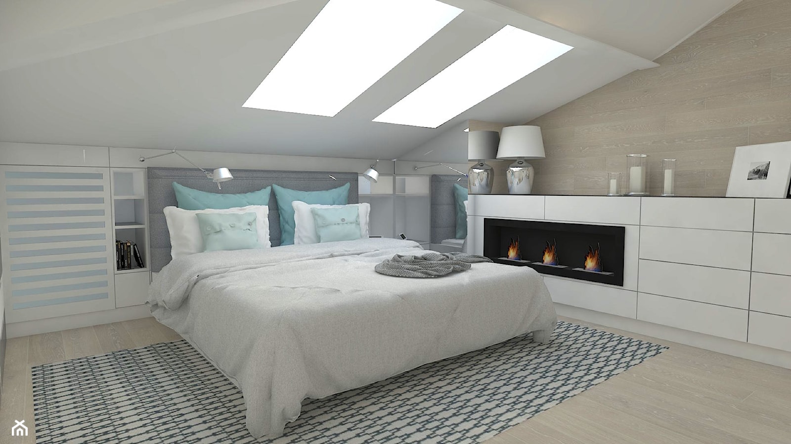 Sypialnia na poddaszu - Średnia biała sypialnia na poddaszu, styl nowoczesny - zdjęcie od WNĘTRZNOŚCI Projektowanie wnętrz Aneta Stokowska - Homebook
