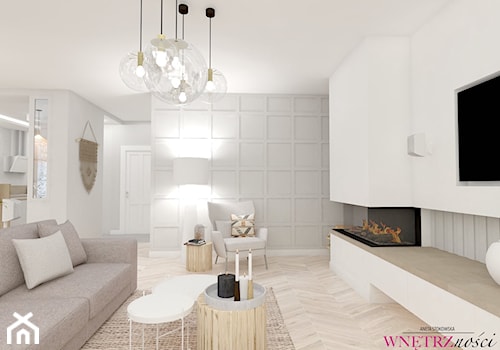 Dom w Orliczkach - Średni biały salon, styl nowoczesny - zdjęcie od WNĘTRZNOŚCI Projektowanie wnętrz Aneta Stokowska