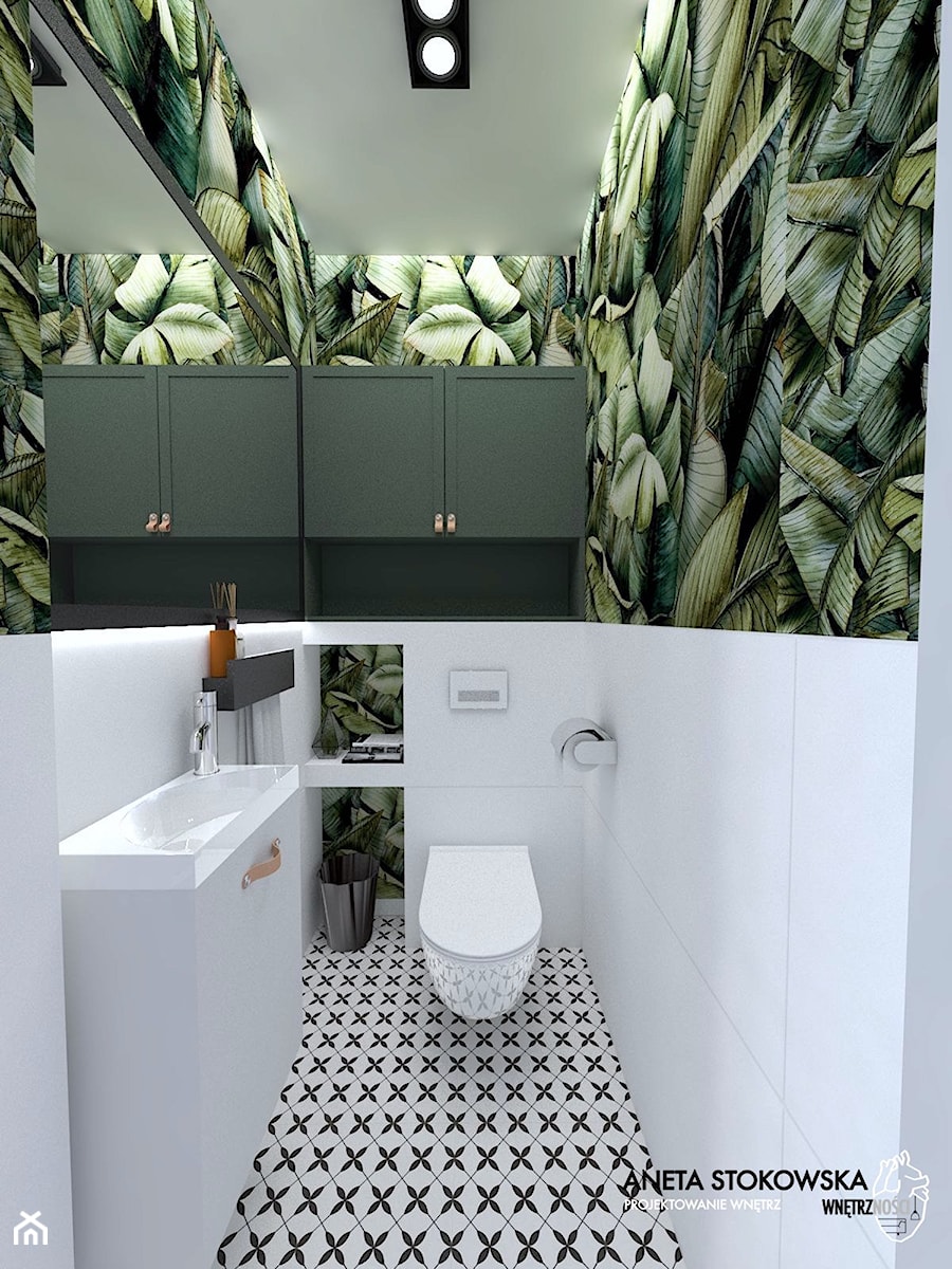 ŻOLIBORZ GREEN - Średnia bez okna łazienka - zdjęcie od WNĘTRZNOŚCI Projektowanie wnętrz Aneta Stokowska