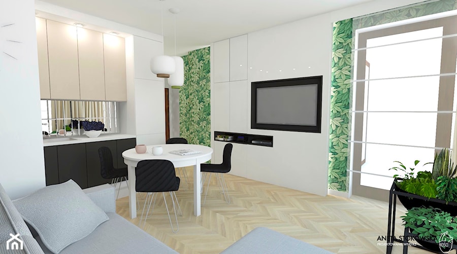 Mieszkanie 44m2 - Salon, styl nowoczesny - zdjęcie od WNĘTRZNOŚCI Projektowanie wnętrz Aneta Stokowska