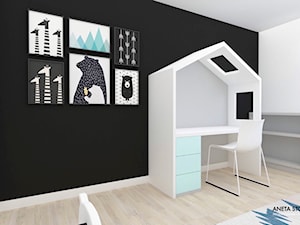 Dom w Pruszkowie - Średni biały czarny szary pokój dziecka dla dziecka dla chłopca dla dziewczynki, styl nowoczesny - zdjęcie od WNĘTRZNOŚCI Projektowanie wnętrz Aneta Stokowska