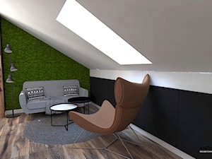 LOFTOWY PIASTÓW - Duże w osobnym pomieszczeniu z sofą białe czarne biuro, styl nowoczesny - zdjęcie od WNĘTRZNOŚCI Projektowanie wnętrz Aneta Stokowska