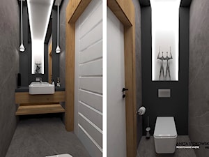 Apartament w Otwocku - Mała bez okna z marmurową podłogą łazienka, styl nowoczesny - zdjęcie od WNĘTRZNOŚCI Projektowanie wnętrz Aneta Stokowska