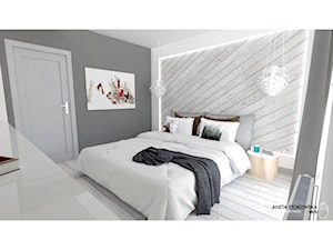 Dom w Książenicach - Średnia szara sypialnia, styl nowoczesny - zdjęcie od WNĘTRZNOŚCI Projektowanie wnętrz Aneta Stokowska