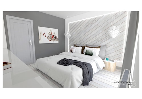 Dom w Książenicach - Średnia szara sypialnia, styl nowoczesny - zdjęcie od WNĘTRZNOŚCI Projektowanie wnętrz Aneta Stokowska