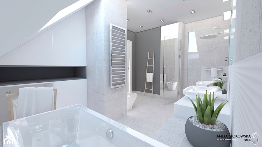 Łazienka w bieli - Łazienka, styl nowoczesny - zdjęcie od WNĘTRZNOŚCI Projektowanie wnętrz Aneta Stokowska