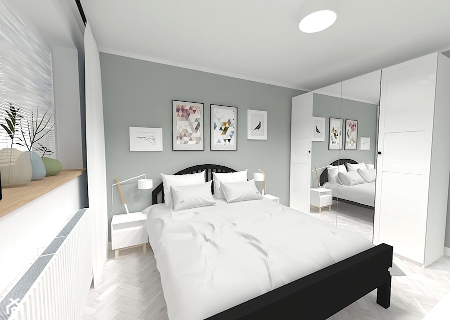 REFRESH SYPIALNI 14m² - Średnia szara sypialnia, styl skandynawski - zdjęcie od WNĘTRZNOŚCI Projektowanie wnętrz Aneta Stokowska