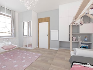 Apartament w Otwocku - Średni biały szary pokój dziecka dla dziecka dla dziewczynki, styl nowoczesny - zdjęcie od WNĘTRZNOŚCI Projektowanie wnętrz Aneta Stokowska