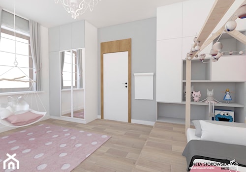 Apartament w Otwocku - Średni biały szary pokój dziecka dla dziecka dla dziewczynki, styl nowoczesny - zdjęcie od WNĘTRZNOŚCI Projektowanie wnętrz Aneta Stokowska