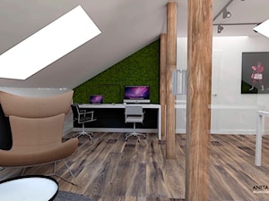 LOFTOWY PIASTÓW - Duże z zabudowanym biurkiem białe czarne biuro, styl nowoczesny - zdjęcie od WNĘTRZNOŚCI Projektowanie wnętrz Aneta Stokowska