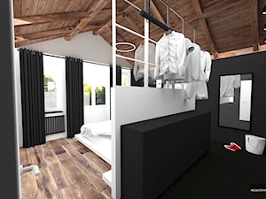 LOFTOWY PIASTÓW - Mała otwarta garderoba przy sypialni, styl nowoczesny - zdjęcie od WNĘTRZNOŚCI Projektowanie wnętrz Aneta Stokowska