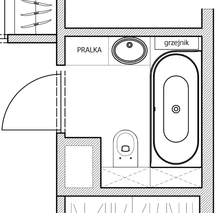 Łazienka OAK&GREEN 4m2 - Łazienka, styl minimalistyczny - zdjęcie od WNĘTRZNOŚCI Projektowanie wnętrz Aneta Stokowska