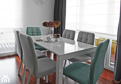 ŻOLIBORZ ARTYSTYCZNY mieszkanie 80m2 - Średnia biała jadalnia jako osobne pomieszczenie, styl nowoczesny - zdjęcie od WNĘTRZNOŚCI Projektowanie wnętrz Aneta Stokowska