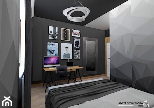 Apartament w Otwocku - Średnia czarna z biurkiem sypialnia, styl nowoczesny - zdjęcie od WNĘTRZNOŚCI Projektowanie wnętrz Aneta Stokowska