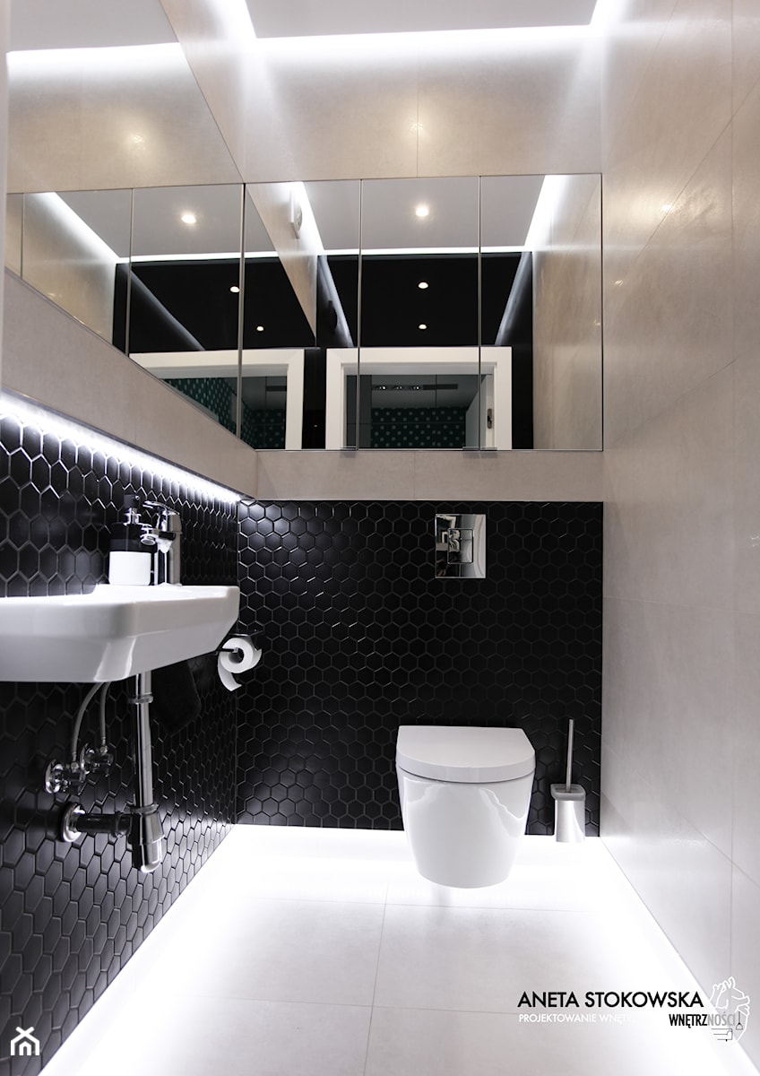 ŻOLIBORZ ARTYSTYCZNY mieszkanie 80m2 - Średnia z punktowym oświetleniem łazienka, styl nowoczesny - zdjęcie od WNĘTRZNOŚCI Projektowanie wnętrz Aneta Stokowska