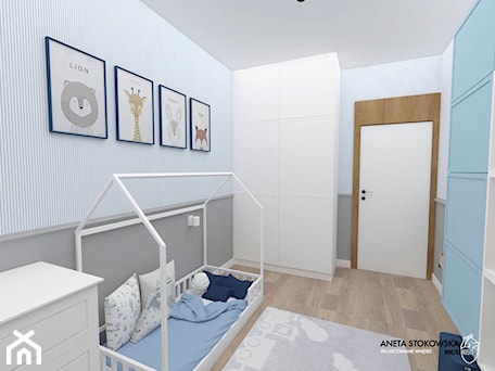 Aranżacje wnętrz - Pokój dziecka: Apartament w Otwocku - Średni biały szary pokój dziecka dla dziecka dla chłopca dla dziewczynki, styl nowoczesny - WNĘTRZNOŚCI Projektowanie wnętrz Aneta Stokowska. Przeglądaj, dodawaj i zapisuj najlepsze zdjęcia, pomysły i inspiracje designerskie. W bazie mamy już prawie milion fotografii!