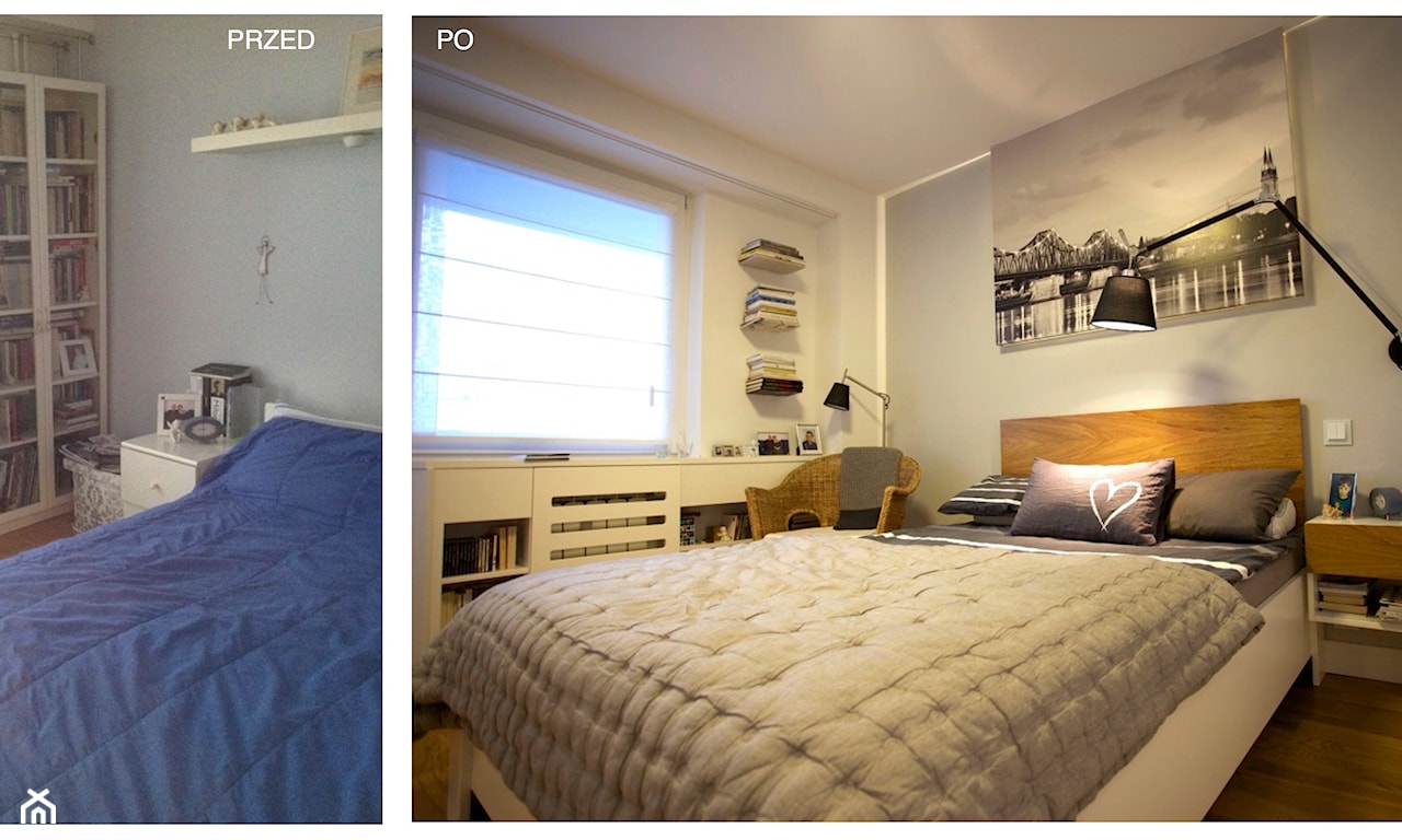 metamorfoza sypialni w bloku, styl minimalistyczny