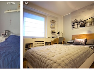 REFRESH MIESZKANIA 48m2 - Średnia szara z biurkiem sypialnia, styl nowoczesny - zdjęcie od WNĘTRZNOŚCI Projektowanie wnętrz Aneta Stokowska