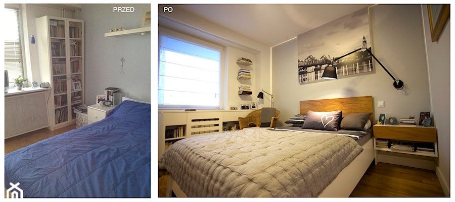 REFRESH MIESZKANIA 48m2 - Średnia szara z biurkiem sypialnia, styl nowoczesny - zdjęcie od WNĘTRZNOŚCI Projektowanie wnętrz Aneta Stokowska