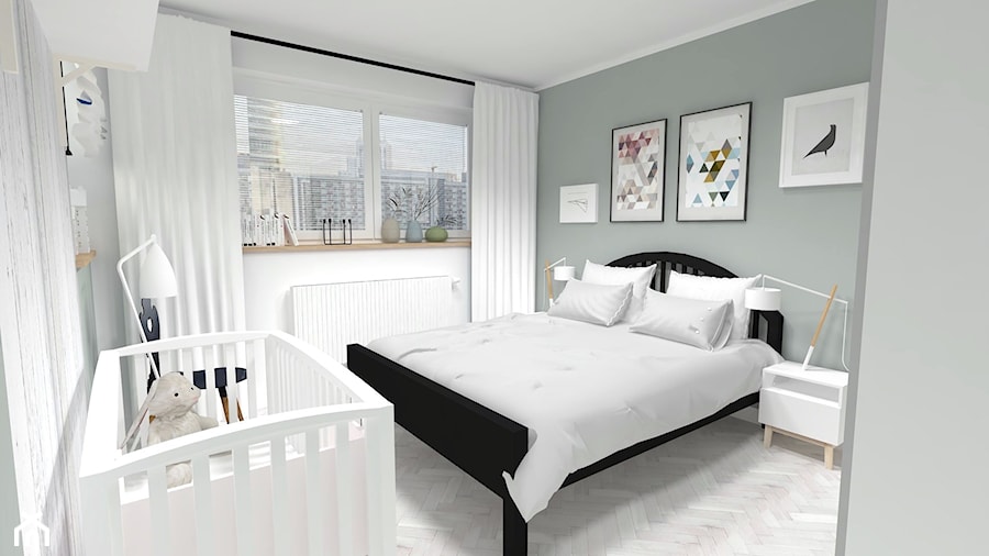 REFRESH SYPIALNI 14m² - Średnia biała szara sypialnia, styl skandynawski - zdjęcie od WNĘTRZNOŚCI Projektowanie wnętrz Aneta Stokowska