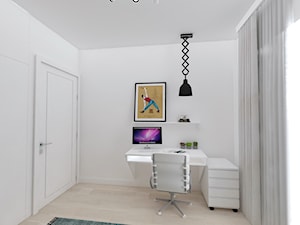 APARTAMENT MOKOTÓW - Średnie w osobnym pomieszczeniu z zabudowanym biurkiem białe biuro, styl minimalistyczny - zdjęcie od WNĘTRZNOŚCI Projektowanie wnętrz Aneta Stokowska