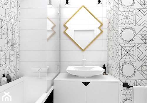 ŁAZIENKA GOLD - Mała na poddaszu bez okna łazienka, styl nowoczesny - zdjęcie od WNĘTRZNOŚCI Projektowanie wnętrz Aneta Stokowska