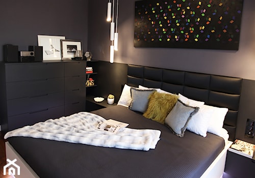 ŻOLIBORZ ARTYSTYCZNY mieszkanie 80m2 - Mała średnia szara sypialnia, styl nowoczesny - zdjęcie od WNĘTRZNOŚCI Projektowanie wnętrz Aneta Stokowska