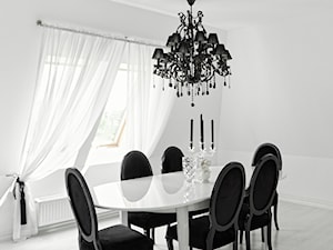 32 - Duża biała jadalnia jako osobne pomieszczenie, styl glamour - zdjęcie od MADA design