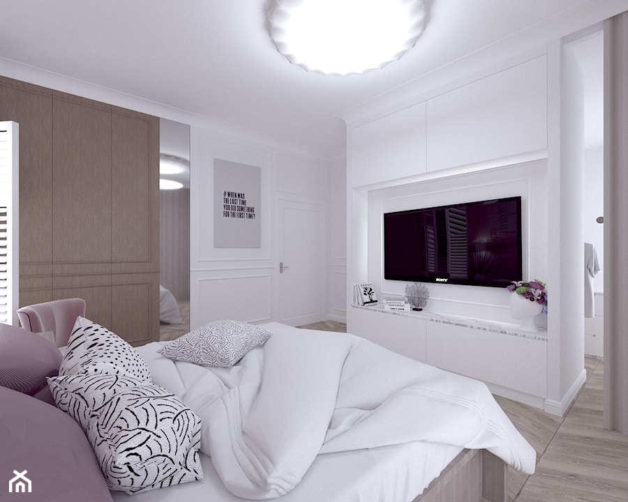 87 - Średnia biała sypialnia, styl nowoczesny - zdjęcie od MADA design