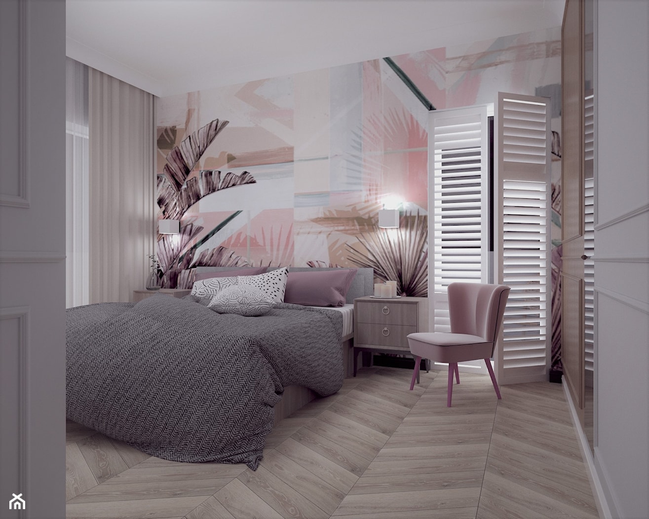 87 - Średnia różowa sypialnia, styl nowoczesny - zdjęcie od MADA design - Homebook