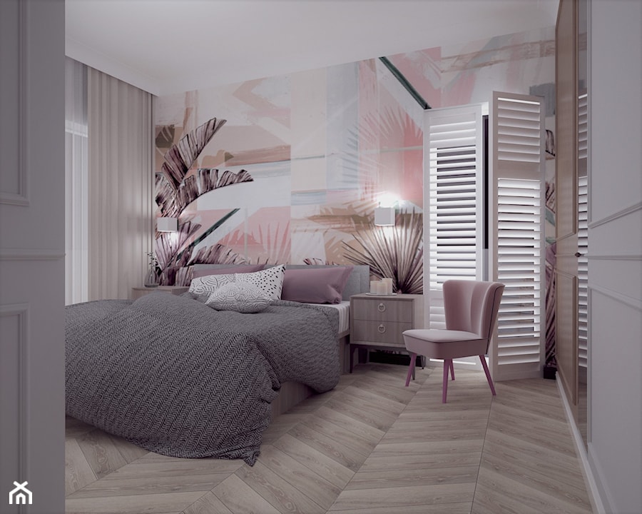 87 - Średnia różowa sypialnia, styl nowoczesny - zdjęcie od MADA design