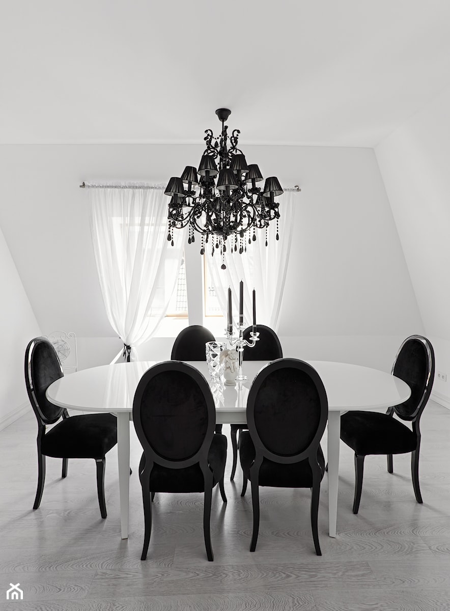 32 - Średnia biała jadalnia jako osobne pomieszczenie, styl glamour - zdjęcie od MADA design